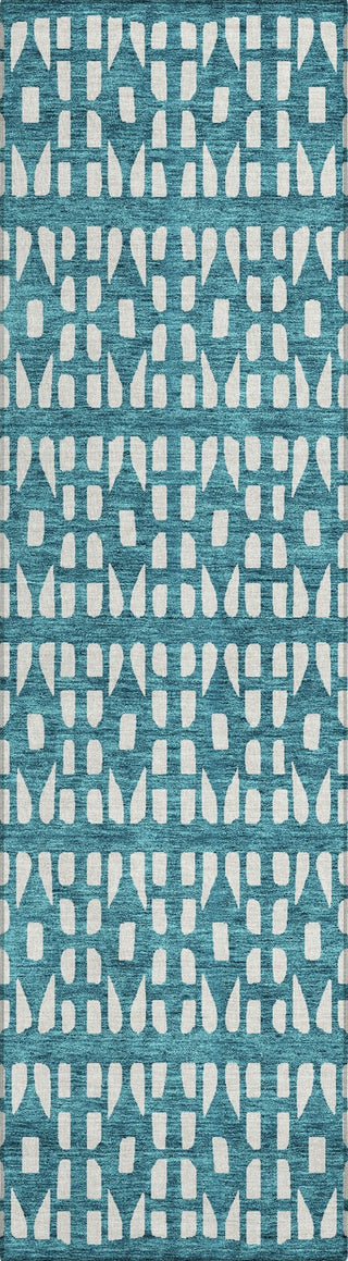 Piper Looms Chantille Geometric ACN963 Teal Machine Washable Area Rug Runner Main Image