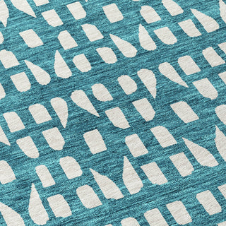 Piper Looms Chantille Geometric ACN963 Teal Machine Washable Area Rug Swatch Image