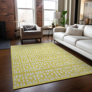 Piper Looms Chantille Geometric ACN963 Yellow Machine Washable Area Rug Lifestyle Image Feature