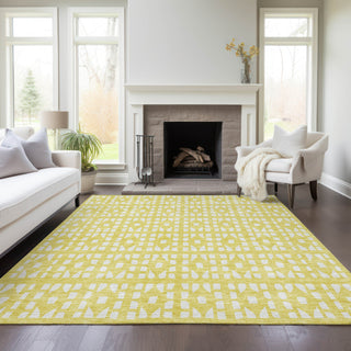 Piper Looms Chantille Geometric ACN963 Yellow Machine Washable Area Rug Lifestyle Image Feature
