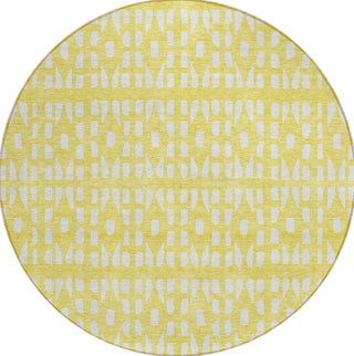 Piper Looms Chantille Geometric ACN963 Yellow Machine Washable Area Rug Round Main Image