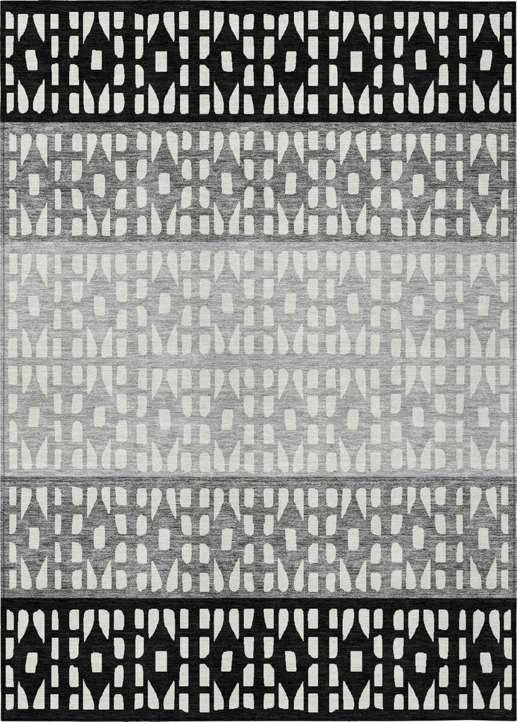 Piper Looms Chantille Geometric ACN964 Black Machine Washable Area Rug main image