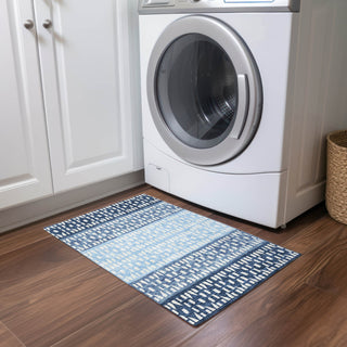 Piper Looms Chantille Geometric ACN964 Blue Machine Washable Area Rug Scatter Lifestyle Image Feature