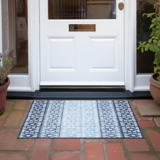 Piper Looms Chantille Geometric ACN964 Blue Machine Washable Area Rug Scatter Outdoor Lifestyle Image Feature