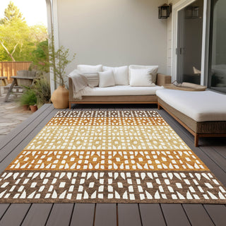 Piper Looms Chantille Geometric ACN964 Coffee Machine Washable Area Rug Outdoor Lifestyle Image Feature