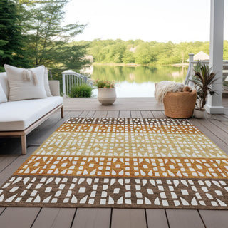Piper Looms Chantille Geometric ACN964 Coffee Machine Washable Area Rug Outdoor Lifestyle Image Feature
