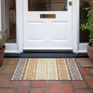 Piper Looms Chantille Geometric ACN964 Coffee Machine Washable Area Rug Scatter Outdoor Lifestyle Image Feature