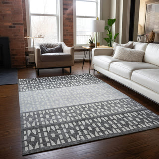 Piper Looms Chantille Geometric ACN964 Gray Machine Washable Area Rug Lifestyle Image Feature