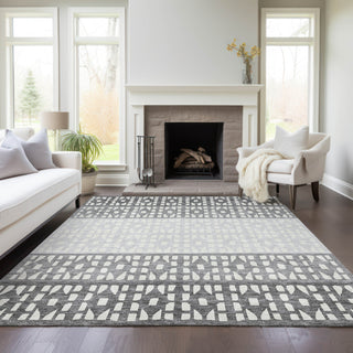 Piper Looms Chantille Geometric ACN964 Gray Machine Washable Area Rug Lifestyle Image Feature
