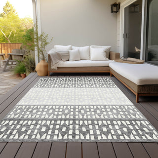 Piper Looms Chantille Geometric ACN964 Gray Machine Washable Area Rug Outdoor Lifestyle Image Feature