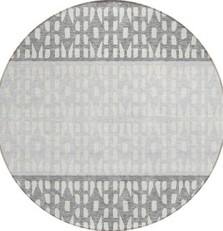 Piper Looms Chantille Geometric ACN964 Gray Machine Washable Area Rug Round Main Image