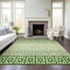 Piper Looms Chantille Geometric ACN964 Green Machine Washable Area Rug Lifestyle Image Feature