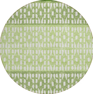 Piper Looms Chantille Geometric ACN964 Green Machine Washable Area Rug Round Main Image