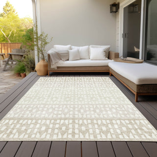 Piper Looms Chantille Geometric ACN964 Ivory Machine Washable Area Rug Outdoor Lifestyle Image Feature