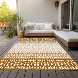 Piper Looms Chantille Geometric ACN964 Paprika Machine Washable Area Rug Outdoor Lifestyle Image Feature