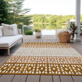 Piper Looms Chantille Geometric ACN964 Paprika Machine Washable Area Rug Outdoor Lifestyle Image Feature
