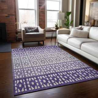 Piper Looms Chantille Geometric ACN964 Purple Machine Washable Area Rug Lifestyle Image Feature