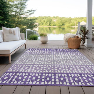 Piper Looms Chantille Geometric ACN964 Purple Machine Washable Area Rug Outdoor Lifestyle Image Feature
