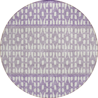 Piper Looms Chantille Geometric ACN964 Purple Machine Washable Area Rug Round Main Image