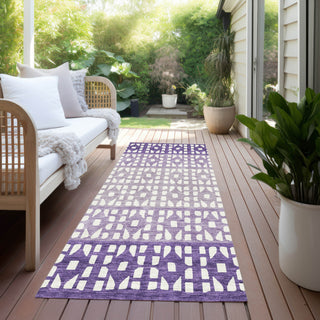 Piper Looms Chantille Geometric ACN964 Purple Machine Washable Area Rug Runner Outdoor Lifestyle Image Feature