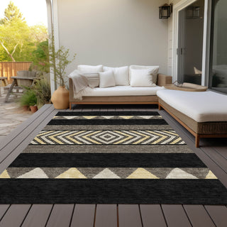 Piper Looms Chantille Southwest ACN965 Black Machine Washable Area Rug Outdoor Lifestyle Image Feature