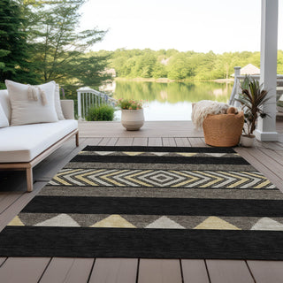 Piper Looms Chantille Southwest ACN965 Black Machine Washable Area Rug Outdoor Lifestyle Image Feature