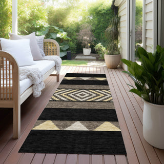 Piper Looms Chantille Southwest ACN965 Black Machine Washable Area Rug Runner Outdoor Lifestyle Image Feature
