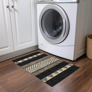 Piper Looms Chantille Southwest ACN965 Black Machine Washable Area Rug Scatter Lifestyle Image Feature