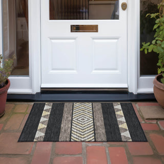 Piper Looms Chantille Southwest ACN965 Black Machine Washable Area Rug Scatter Outdoor Lifestyle Image Feature