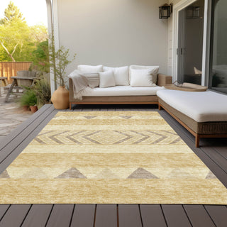 Piper Looms Chantille Southwest ACN965 Gold Machine Washable Area Rug Outdoor Lifestyle Image Feature