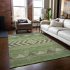 Piper Looms Chantille Southwest ACN965 Green Machine Washable Area Rug Lifestyle Image Feature