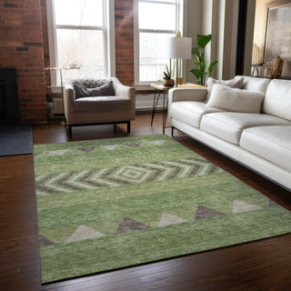 Piper Looms Chantille Southwest ACN965 Green Machine Washable Area Rug Lifestyle Image Feature