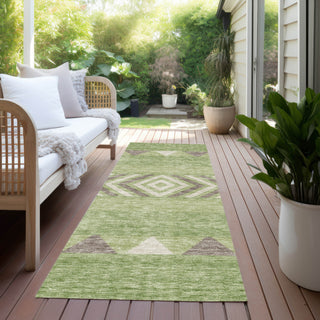 Piper Looms Chantille Southwest ACN965 Green Machine Washable Area Rug Runner Outdoor Lifestyle Image Feature