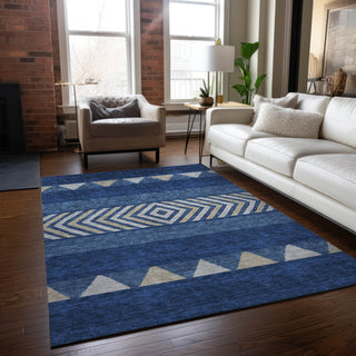 Piper Looms Chantille Southwest ACN965 Navy Machine Washable Area Rug Lifestyle Image Feature