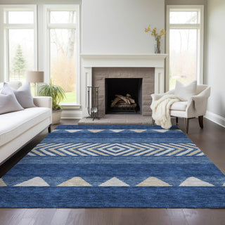 Piper Looms Chantille Southwest ACN965 Navy Machine Washable Area Rug Lifestyle Image Feature