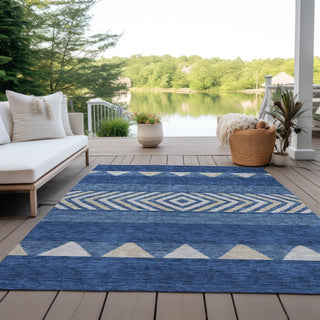 Piper Looms Chantille Southwest ACN965 Navy Machine Washable Area Rug Outdoor Lifestyle Image Feature
