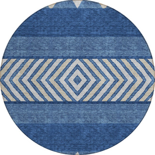 Piper Looms Chantille Southwest ACN965 Navy Machine Washable Area Rug Round Main Image