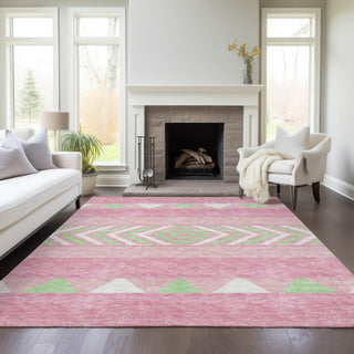 Piper Looms Chantille Southwest ACN965 Pink Machine Washable Area Rug Lifestyle Image Feature