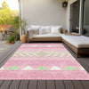 Piper Looms Chantille Southwest ACN965 Pink Machine Washable Area Rug Outdoor Lifestyle Image Feature