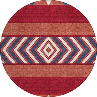 Piper Looms Chantille Southwest ACN965 Red Machine Washable Area Rug Round Main Image