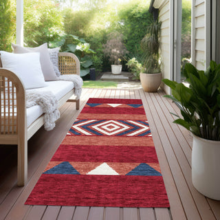 Piper Looms Chantille Southwest ACN965 Red Machine Washable Area Rug Runner Outdoor Lifestyle Image Feature