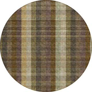 Piper Looms Chantille Plaid ACN966 Brown Machine Washable Area Rug Round Main Image