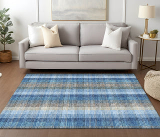 Piper Looms Chantille Plaid ACN966 Denim Machine Washable Area Rug Lifestyle Image Feature
