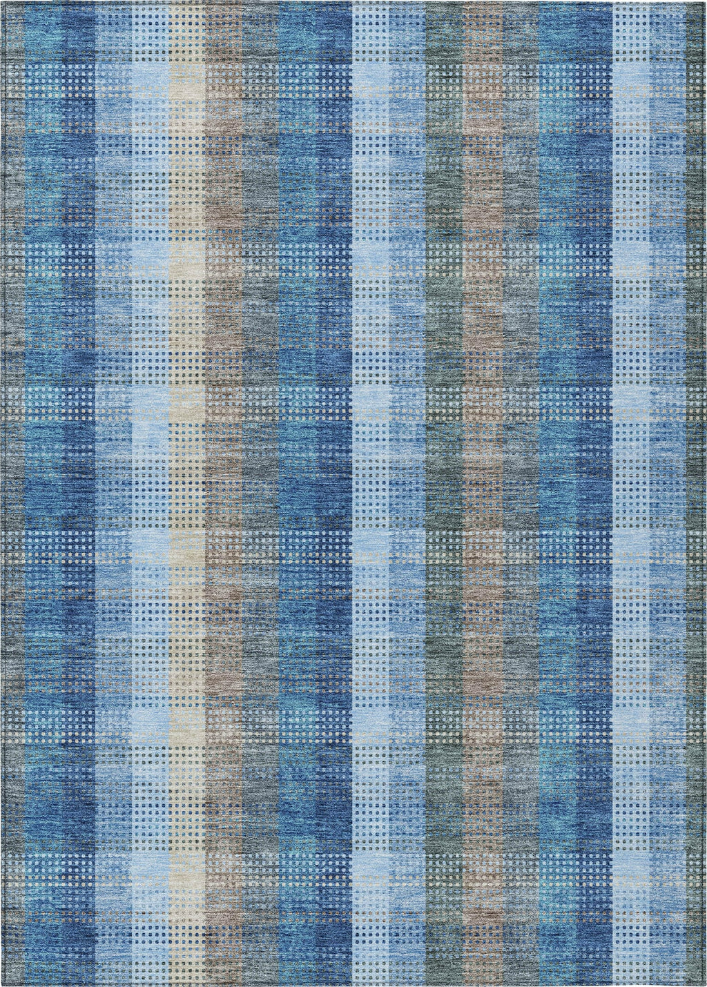 Piper Looms Chantille Plaid ACN966 Denim Machine Washable Area Rug ...