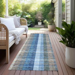 Piper Looms Chantille Plaid ACN966 Denim Machine Washable Area Rug Runner Outdoor Lifestyle Image Feature