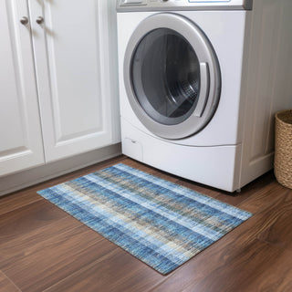 Piper Looms Chantille Plaid ACN966 Denim Machine Washable Area Rug Scatter Lifestyle Image Feature