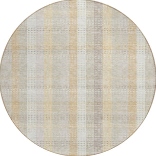 Piper Looms Chantille Plaid ACN966 Ivory Machine Washable Area Rug Round Main Image