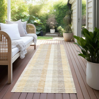 Piper Looms Chantille Plaid ACN966 Ivory Machine Washable Area Rug Runner Outdoor Lifestyle Image Feature