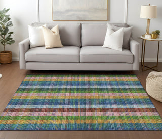 Piper Looms Chantille Plaid ACN966 Navy Machine Washable Area Rug Lifestyle Image Feature