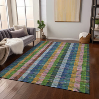 Piper Looms Chantille Plaid ACN966 Navy Machine Washable Area Rug Lifestyle Image Feature